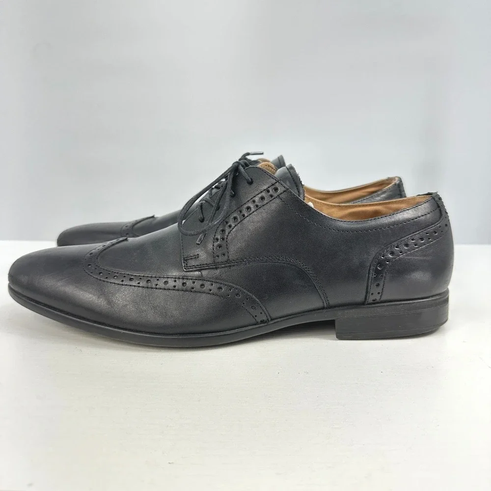 Black leather wingtip oxford‎ mens shoes 10 Aldo business work old money classic